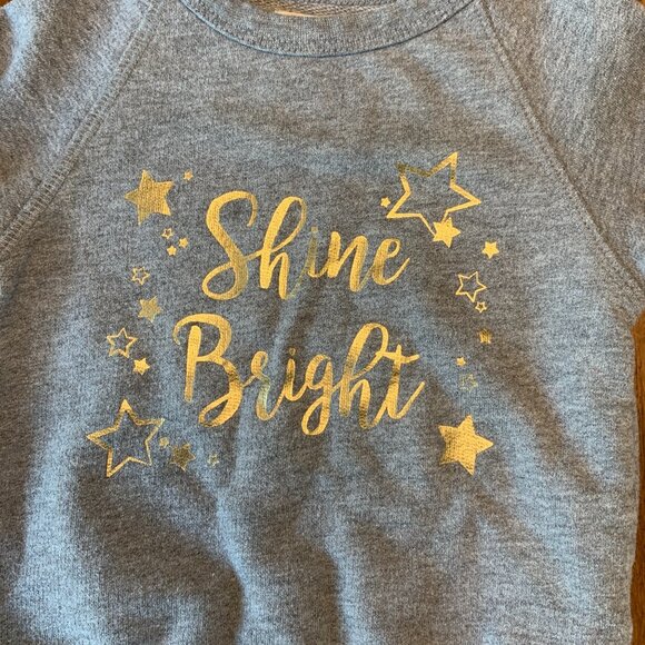 PEEK Shine Bright Sweatshirt Girls 12-18 Grey Gold Christmas Top Unisex Toddler - Picture 2 of 7